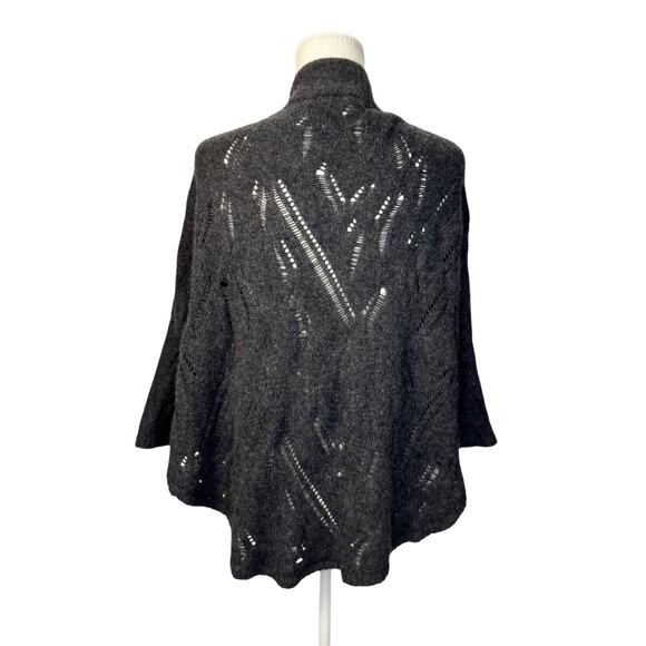Cashmere Wool Open Knit Cape Cardigan Shawl Women's XS Gray Lagenlook Cozy - Picture 2 of 16